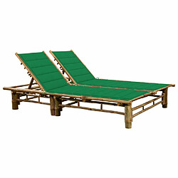 Maison Chic Chaise longue | Transat Bain de soleil pour 2 personnes avec coussins Bambou -GKD36688