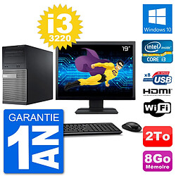 PC Dell 3010 MT Ecran 19" i3-3220 RAM 8Go Disque Dur 2To HDMI Windows 10 Wifi - Occasion