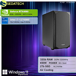 Sedatech PC Gamer Silent Silent • Intel i7-12700KF • RTX4060 • 32Go RAM • 2To SSD M.2 • Windows 11