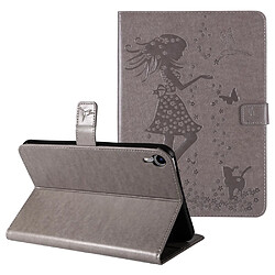 Etui en PU motif fille et chat gris pour votre iPad mini (2021)