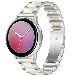 Bracelet en résine + acier inoxydable à trois perles de 22 mm élégant argent/perle blanche pour votre Huawei Watch 3/3 Pro