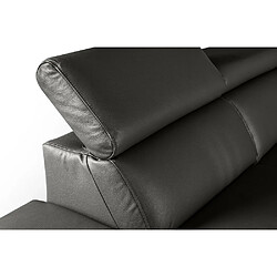 VENESETTI Canapé d'angle en 100% tout cuir épais de luxe italien, 5/6 places KASINI, anthracite, angle gauche pas cher