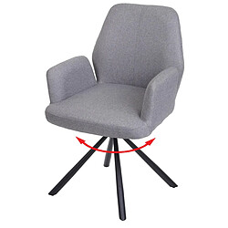 Decoshop26 Chaise de salle à manger fauteuil pivotant avec accoudoirs en tissu/textile gris clair 04_0006313