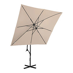 Avis Helloshop26 Parasol déporté rectangulaire 250 x 250 cm inclinable crème 14_0007585