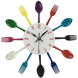 Multicolore décoration de la maison couverts ustensile de cuisine cuillère fourchette horloge horloge murale - Multicolore