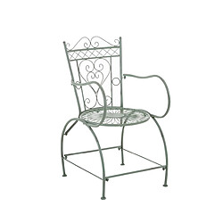 Decoshop26 Chaise de jardin avec accoudoirs balcon terrasse design rustique en métal vert vieilli 10_0004004