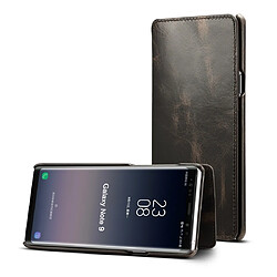 Wewoo Housse Coque Pour Galaxy Note9 Denior Oil Wax Cuir de vachette Étui en à rabat horizontal simple avec fentes cartes et portefeuille noir