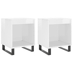 Maison Chic Lot de 2 Tables de chevet,Table de nuit,Table d'appoint pour salon blanc brillant 40x35x50 cm -MN55004