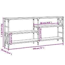 vidaXL Table console chêne marron 180x29x76,5 cm bois d'ingénierie pas cher