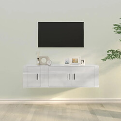 vidaXL Ensemble de meubles TV 2 pcs blanc brillant bois d'ingénierie