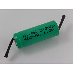 vhbw 2/3AAA Batterie Ni-MH 400mAh (1.2V) Etiquette soudée en Z pour la fabrication de modèles, éclairage solaire, téléphone., etc.