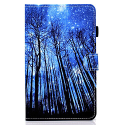 Etui en PU magnétique avec porte-cartes et porte-stylet Bleu/arbres pour votre Samsung Galaxy Tab A8 (2021) SM-X200/SM-X205