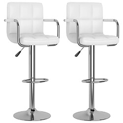 vidaXL Tabourets de bar lot de 2 blanc similicuir