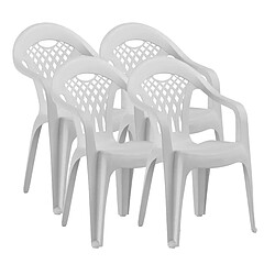 Pegane Lot de 4 chaises de jardin empilables en résine coloris Blanc - Longueur 58 x Profondeur 54 x Hauteur 86 cm