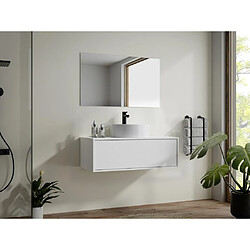 Vente-Unique Meuble de salle de bain suspendu blanc avec simple vasque ronde - 94 cm - TEANA II