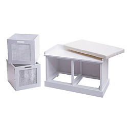 Mendler Banc HWC-J49, banc rembourré Banc de vestiaire 47x75x40cm ~ blanc, rembourrage crème-blanc