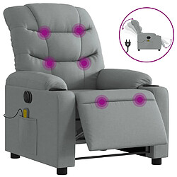 vidaXL Fauteuil de massage inclinable électrique gris clair tissu