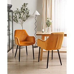 Beliani Chaise de salle à manger WELLSTON Set de 2 Velours Orange