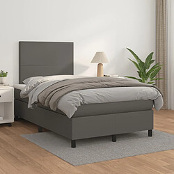 Avis Maison Chic Lit adulte- Lit + matelas,Sommier à lattes de lit avec matelas gris 120x190 cm similicuir -GKD14210