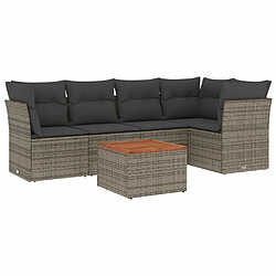 vidaXL Salon de jardin 6 pcs avec coussins gris résine tressée