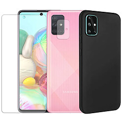 Protection intégrale Verre Trempé pour Samsung Galaxy A71 + Verre Trempé Caméra Arrière + Coque souple silicone Noire -Visiodirect -