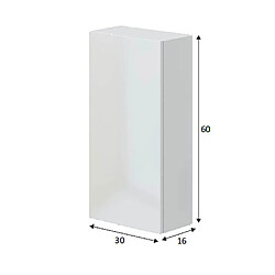 Pegane Armoire suspendue de salle de bain 30 cm avec 1 porte coloris blanc - Longueur 30 x Profondeur 16 x Hauteur 60 cm