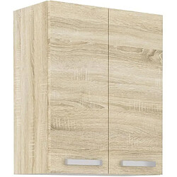 Tbs Meuble haut 2 portes battantes - Décor chene sonoma - L 60 cm x P 31,6 x H 72 cm - LASSEN