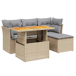 vidaXL Salon de jardin avec coussins 6 pcs beige résine tressée