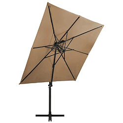 vidaXL Parasol déporté à double toit Taupe 250x250 cm