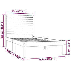 vidaXL Cadre de lit sans matelas 90x200 cm bois massif pas cher