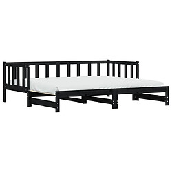 Maison Chic Lit de jour avec lit gigogne et matelas, Lit de repos Lit d'invité pour Salon Chambre,Canapé-lit noir 90x200 cm bois de pin massif -MN95562