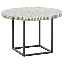 Pegane Table d'appoint ronde en nacre et fer coloris gris et noir - diamètre 60 x hauteur 40 cm