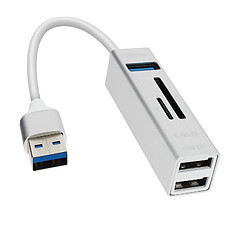 Hub USB 5 en 1 avec 3 Ports USB et Lecteur de Carte SD Micro-SD LinQ Argent