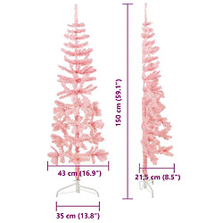 vidaXL Demi sapin de Noël artificiel mince avec support Rose 150 cm pas cher