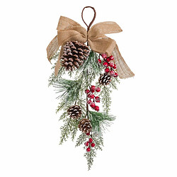 BigBuy Christmas Accroches- portes Noël Blanc Rouge Vert Naturel Rotin Plastique 55 cm