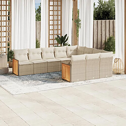 Maison Chic Salon de jardin avec coussins 10 pcs | Ensemble de Table et chaises | Mobilier d'Extérieur beige résine tressée -GKD97054