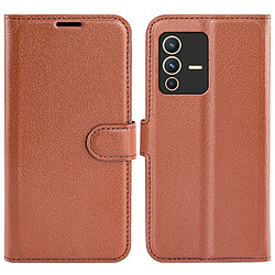 Etui en PU texture litchi avec support, marron pour votre Vivo S12 Pro