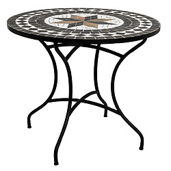 Table de repas ronde en mosaique coloris noir - D. 90 x H. 75 cm -PEGANE-