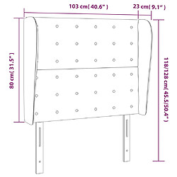 Acheter vidaXL Tête de lit avec oreilles Gris clair 103x23x118/128 cm Velours