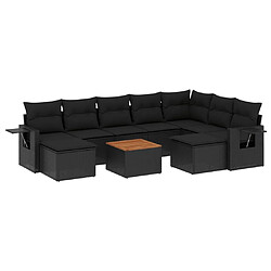 Maison Chic Salon de jardin 10 pcs avec coussins, Ensemble Tables et chaises d'extérieur noir résine tressée -GKD308314