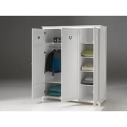 Mes Armoire 3 portes 159x57x190,5 cm en pin blanc - AMORENA