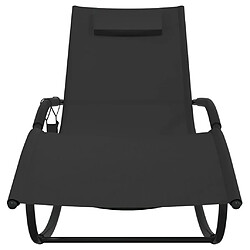 Helloshop26 Transat chaise longue bain de soleil lit de jardin terrasse meuble d'extérieur à bascule noir acier et textilène 02_0012976