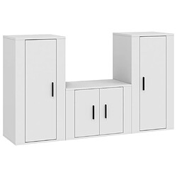 vidaXL Ensemble de meubles TV 3 pcs Blanc Bois d'ingénierie