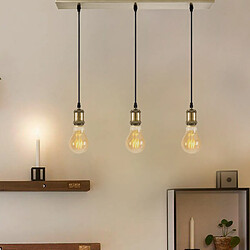 3 lampes suspension vintage industriel en métal bronze compatible LED E27