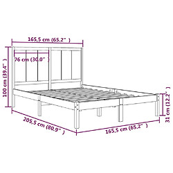 Maison Chic Lit adulte - Lit simple Cadre de lit,Structure du lit Contemporain Bois de pin massif 160x200 cm -MN54357 pas cher