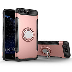 Wewoo Coque renforcée or rose pour Huawei P10 Plus Magnétique 360 Degrés Rotation Anneau Armure Housse de Protection