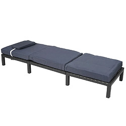 Avis Mendler Chaise longue HWC-A51, polyrotin, bain de soleil, transat de jardin ~ Premium anthracite, coussin gris