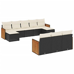 Maison Chic Salon de jardin 10 pcs avec coussins, Ensemble Tables et chaises d'extérieur noir résine tressée -GKD143920