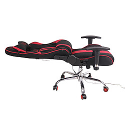 Decoshop26 Fauteuil de bureau gamer design sportif fonction de massage chauffant avec coussins en tissu noir / rouge 10_0002533 pas cher