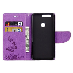 Acheter Wewoo Housse Étui Violet pour Huawei Honor 8 Papillons Gaufrage Horizontal en cuir Flip avec support & Slots de cartes Portefeuille & Longe